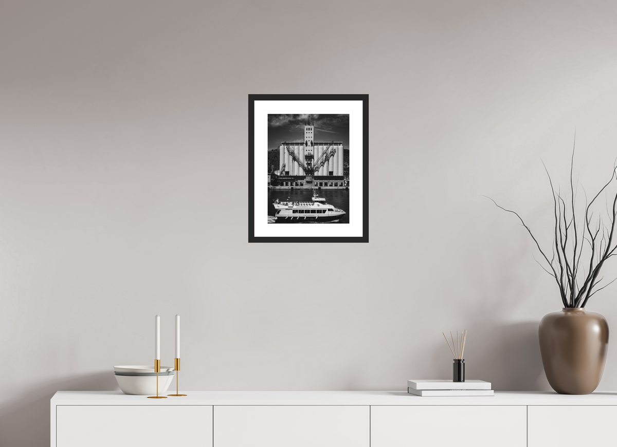 30 x 40 cm, Black matte | Natural white mount Passing Industry | Barcelona, Catalonia