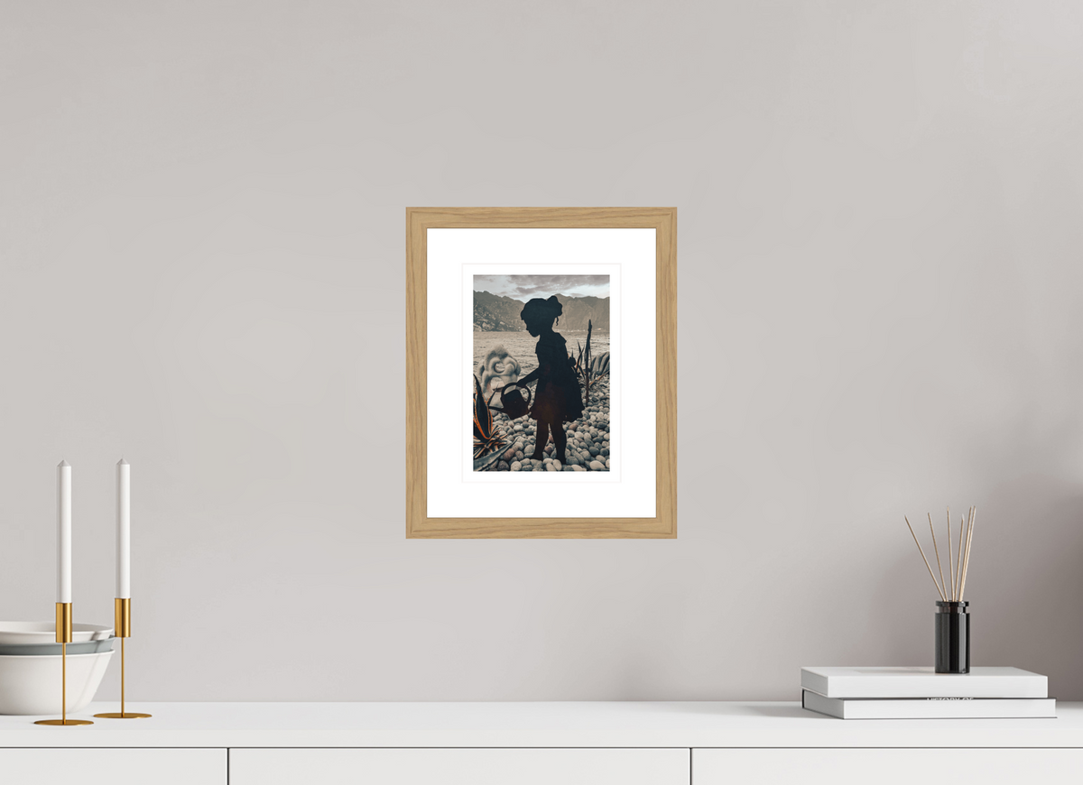 15 x 21.2 cm, Natural oak | Natural white mount Lake Gardener | Malcesine, Italy