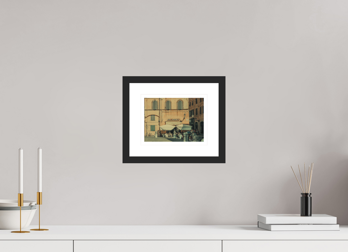 20 x 15 cm, Black matte | Natural white mount God Save Gelato | Lucca, Italy