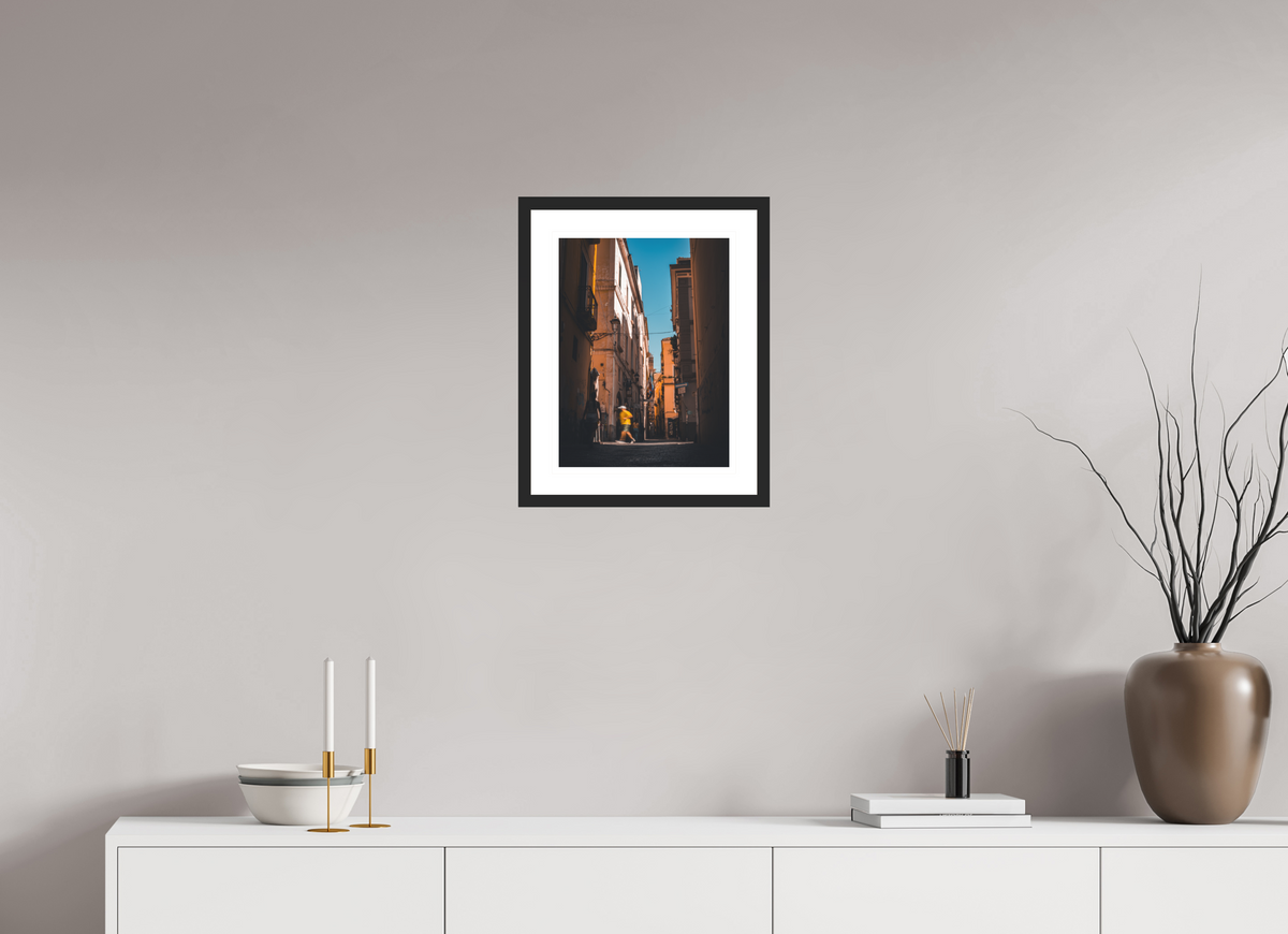 30 x 40 cm, Black matte | Natural white mount Running light | Salerno, Italy