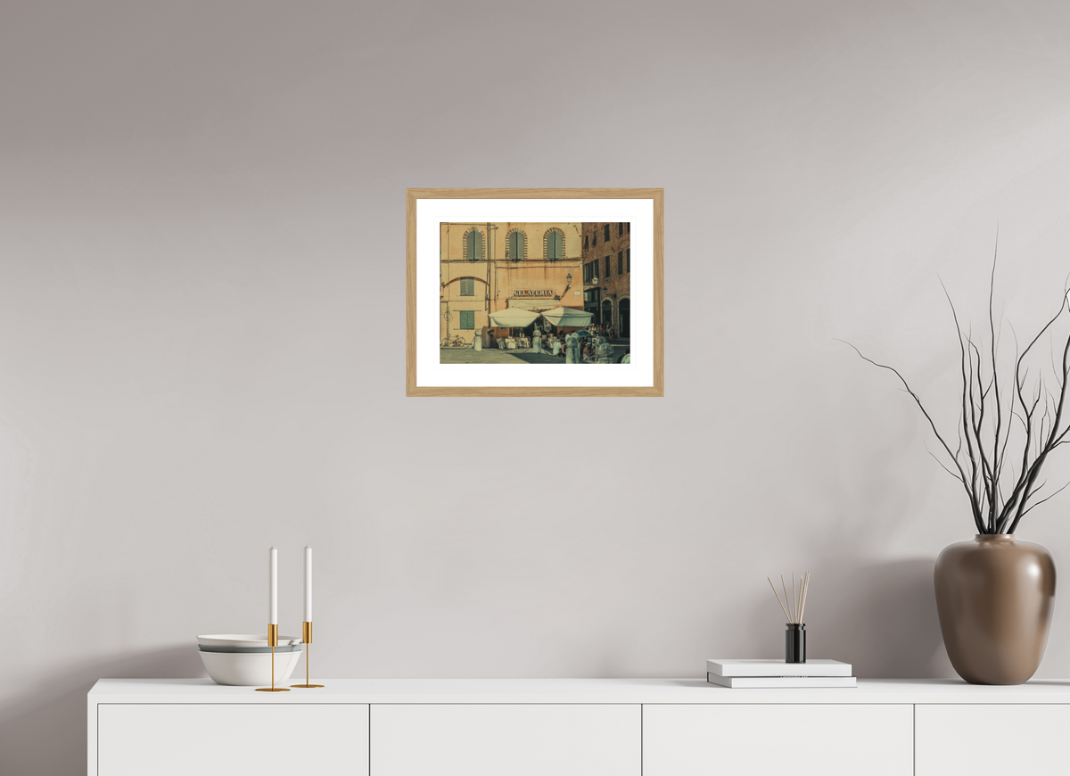 40 x 30 cm, Natural oak | Natural white mount God Save Gelato | Lucca, Italy