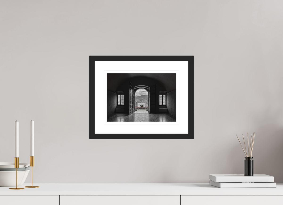 28.3 x 20 cm, Black matte | Natural white mount Palazzo dei Capitani | Malcesine, Italy