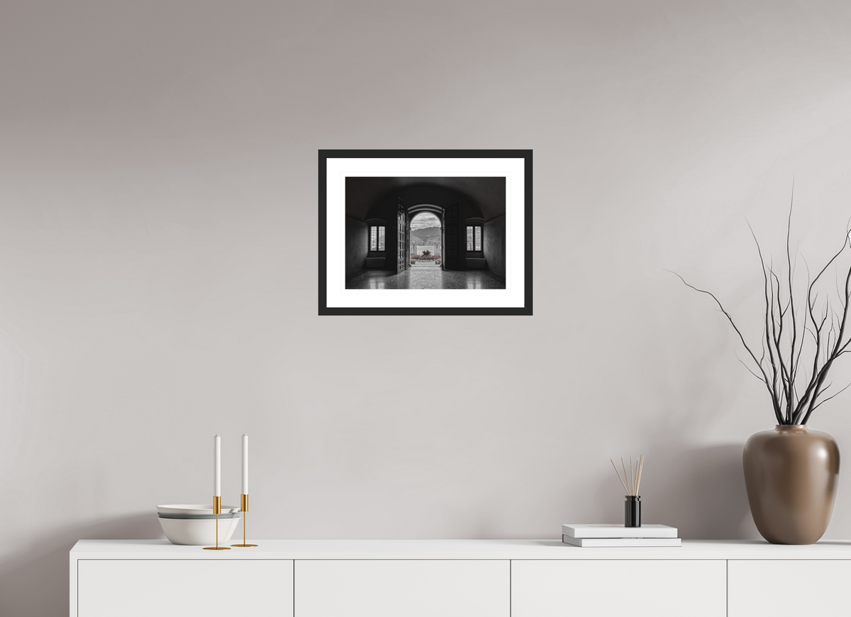 42.4 x 30 cm, Black matte | Natural white mount Palazzo dei Capitani | Malcesine, Italy