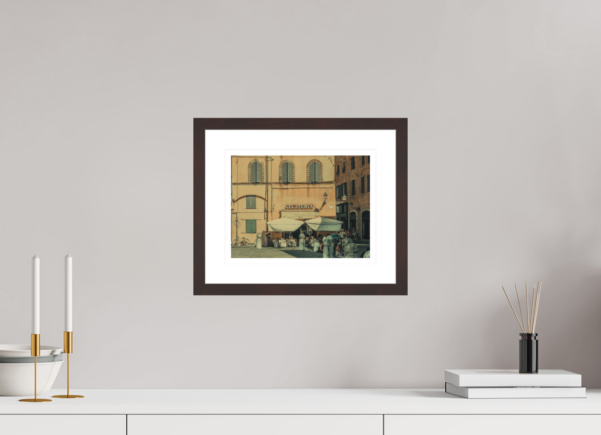26.7 x 20 cm, Alder brown | Natural white mount God Save Gelato | Lucca, Italy